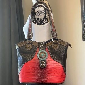 Country style red shoulder bag